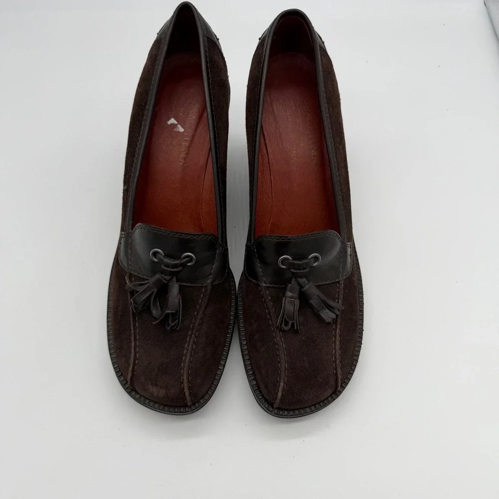 Donald J Pliner Baco Brown Suede Leather Tassel Wedge‎ Loafers Womens 6.5M